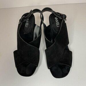 Vaneli Women’s Black Suede Block Heel Sandals Size 5.5